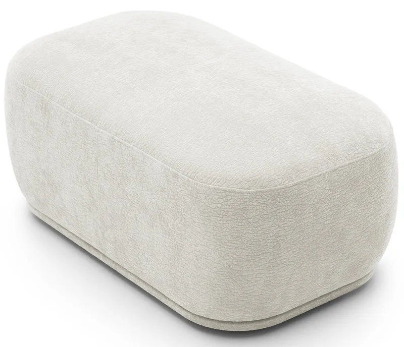 Modulares rechteckiges Pouf Bommo in cremefarbenem Chenille