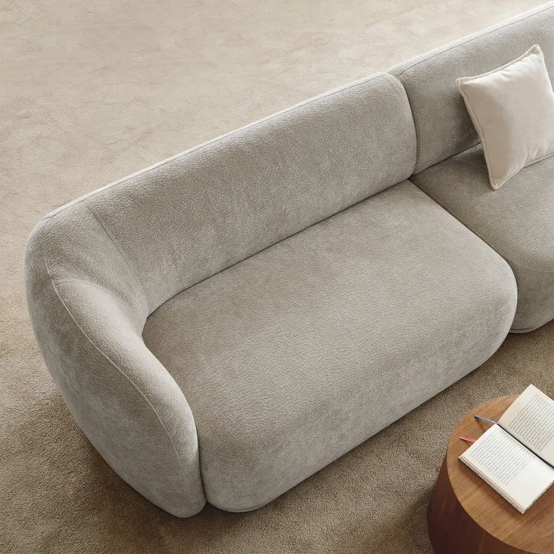 Modulares Ecksofa Bommo, L-förmig, rechtsseitig, grau-beige Chenille