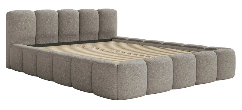 Gepolstertes Bett 120x200 cm Cloudy Low in grauem Bouclé