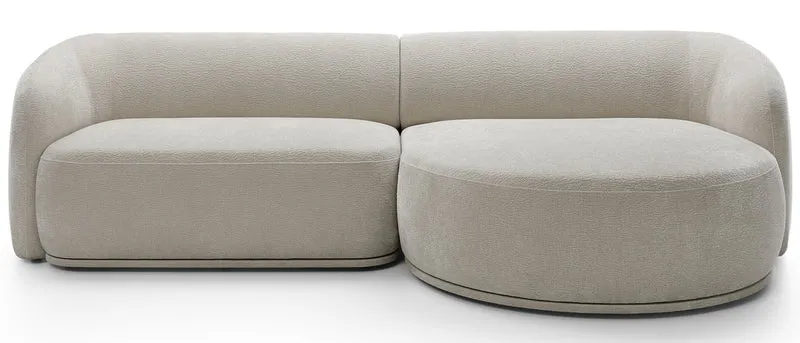 Modulares Ecksofa Bommo, L-förmig, rechtsseitig, grau-beige Chenille