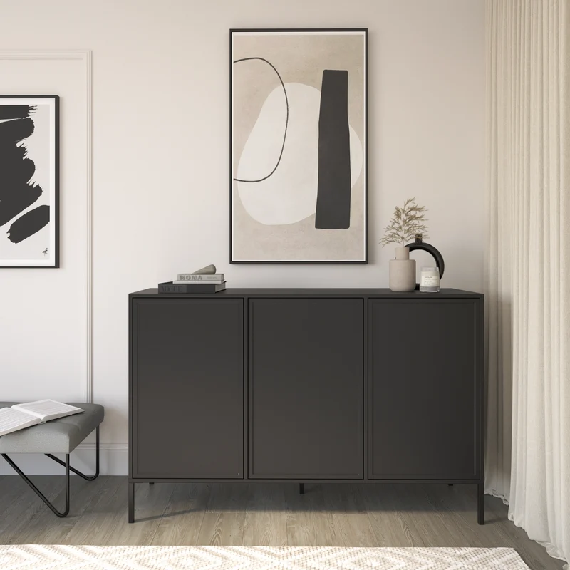 Velveto dreitürige Kommode 150 cm schwarz