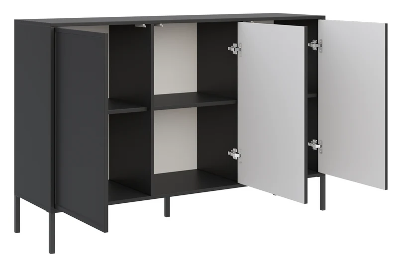 Velveto dreitürige Kommode 150 cm schwarz