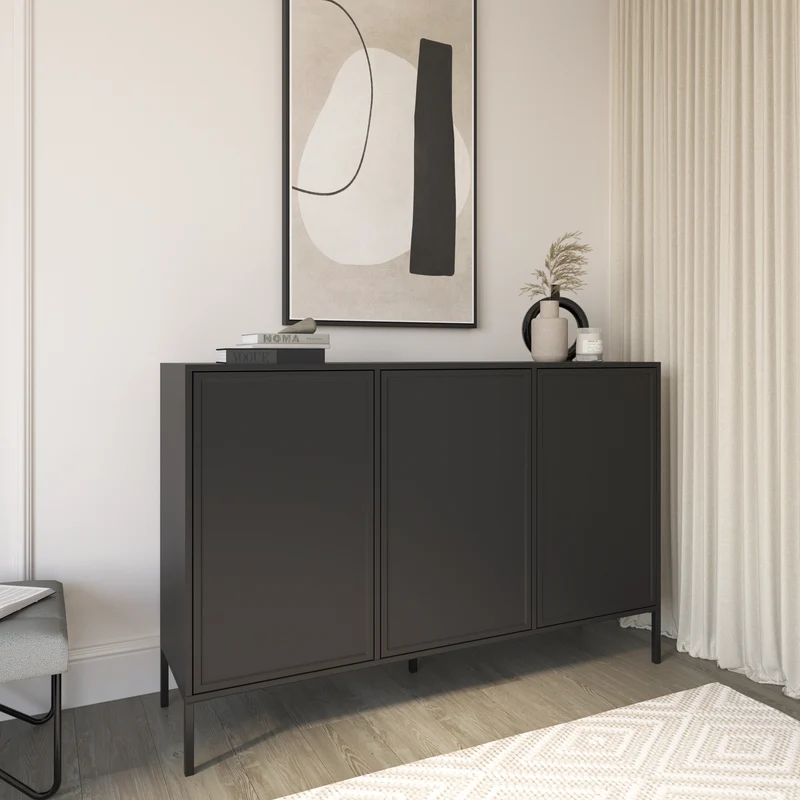 Velveto dreitürige Kommode 150 cm schwarz