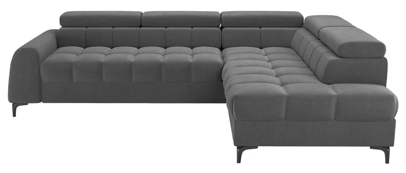 Ecksofa mit Schlaffunktion Arellio, L-förmig, rechtsseitig, mit Stauraum, senffarbener Chenillestoff