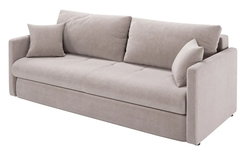 Dreisitziges Schlafsofa Lorro mit Stauraum, grau-beige Chenille