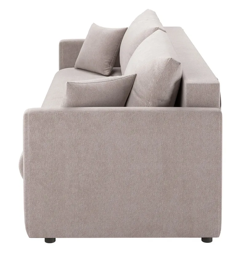 Dreisitziges Schlafsofa Lorro mit Stauraum, grau-beige Chenille