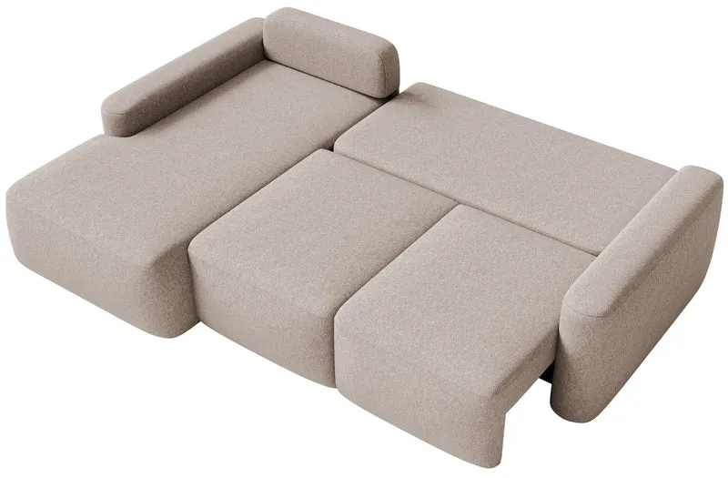 Ecksofa mit Schlaffunktion Carnos Mini, L-förmig, linksseitig, beige, pflegeleichter Chenillestoff