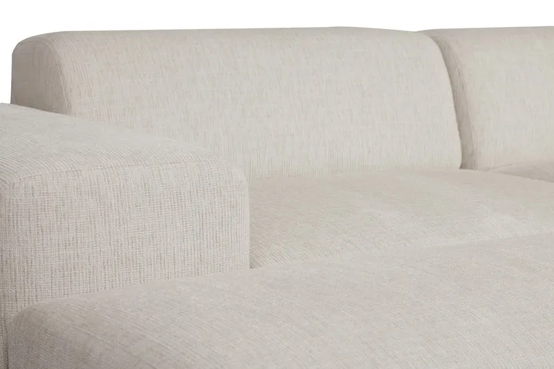 Modulares Ecksofa Pyllomi, L-förmig mit Hocker, cremefarbenes Geflecht