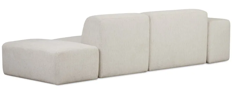 Modulares Ecksofa Pyllomi, L-förmig mit Hocker, cremefarbenes Geflecht