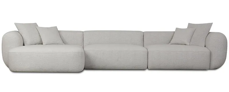 Modulares Ecksofa Baomi, groß, L-förmig, linksseitig, hellgrauer Chenille-Stoff
