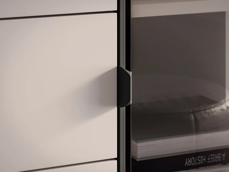 Drehtür-Vitrine Barnee mit Schublade und Beleuchtung, 92 cm, Kaschmir