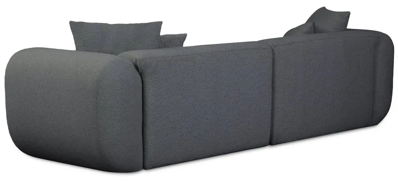 Modulares Ecksofa Baomi L-förmig, linksseitig, dunkelgrauer Chenillestoff