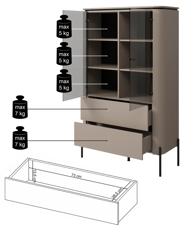 Calderis Zweitüriger Schrank mit zwei Schubladen, 98 cm, Congo