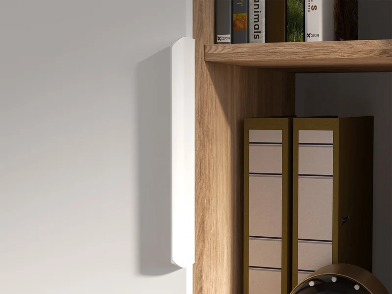 Jugendschrank Torino mit einer Tür, 64 cm breit, mit gerillten Nischen, Eiche Honey Castello/Alpenweiß/Grafit