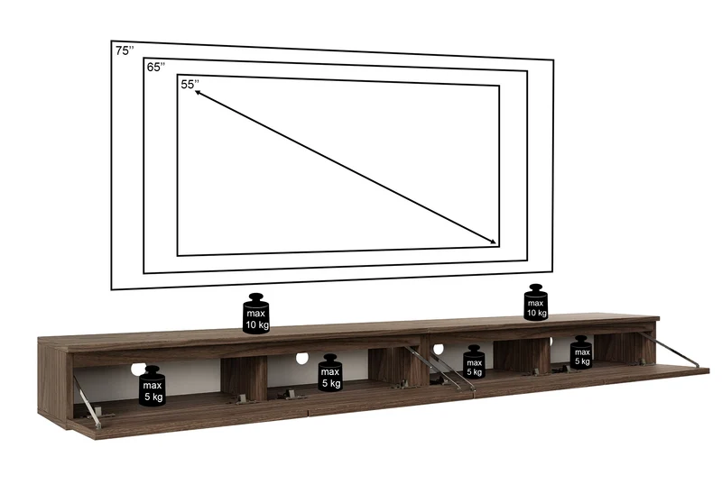 Hängender TV-Schrank Bemmi Slim 200 cm Wisconsin-Nussbaum