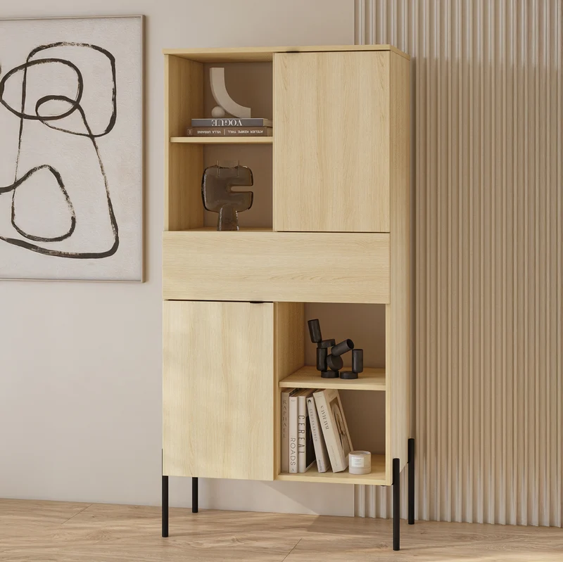 Zweituriges Regal Ore mit Schublade 70 cm Lindberg-Eiche