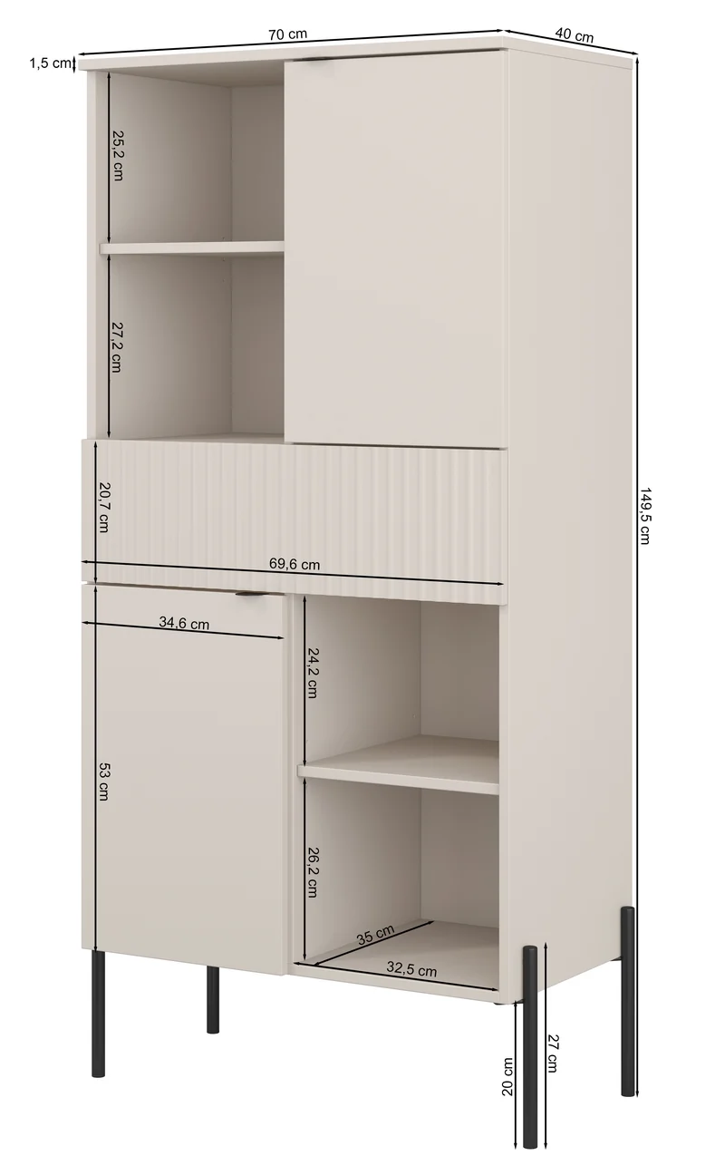 Zweituriges Regal Ore mit Schublade 70 cm Lindberg-Eiche