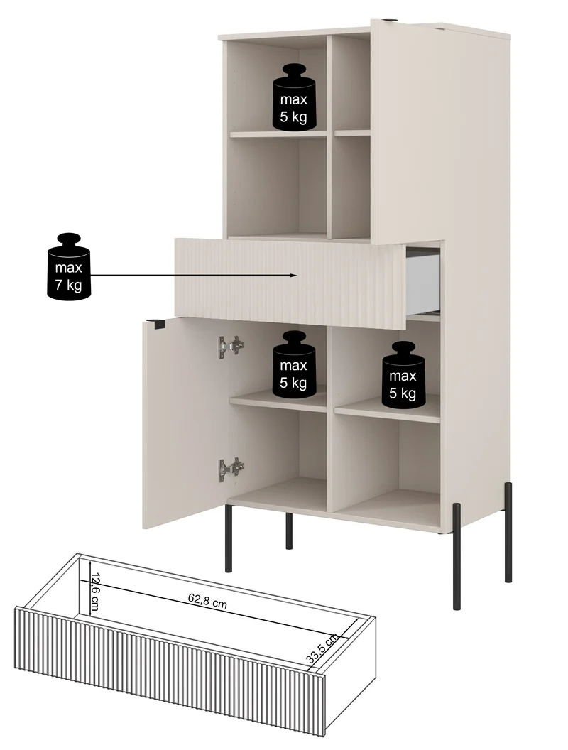 Zweituriges Regal Ore mit Schublade 70 cm Lindberg-Eiche