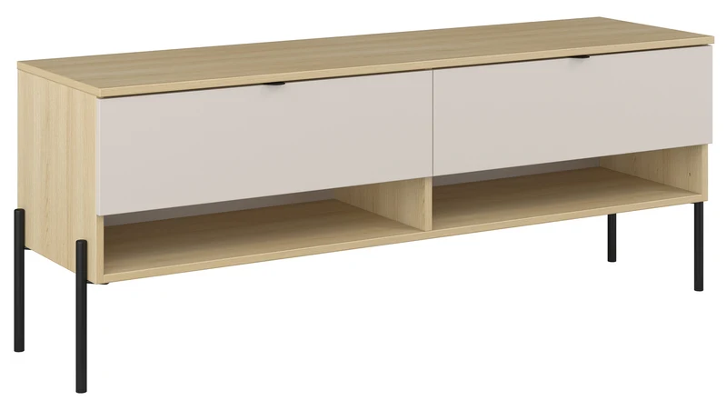 TV-Schrank Ore mit zwei Schubladen, 140 cm, Lindberg-Eiche/Kaschmir