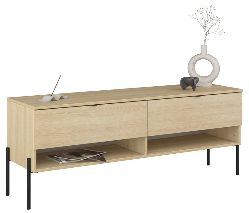 TV-Schrank Ore mit zwei Schubladen, 140 cm, Lindberg-Eiche