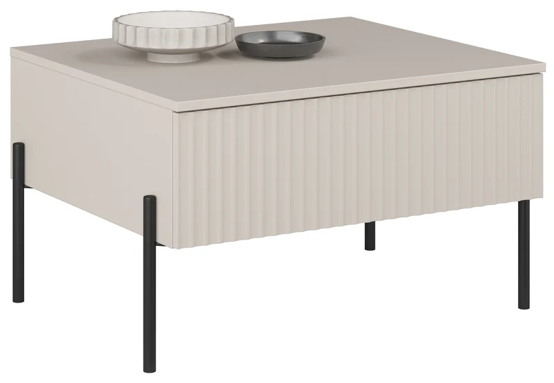Couchtisch Ore mit Schublade 70x60 cm Kaschmir mit gerillter Front