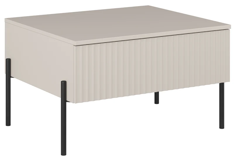 Couchtisch Ore mit Schublade 70x60 cm Kaschmir mit gerillter Front