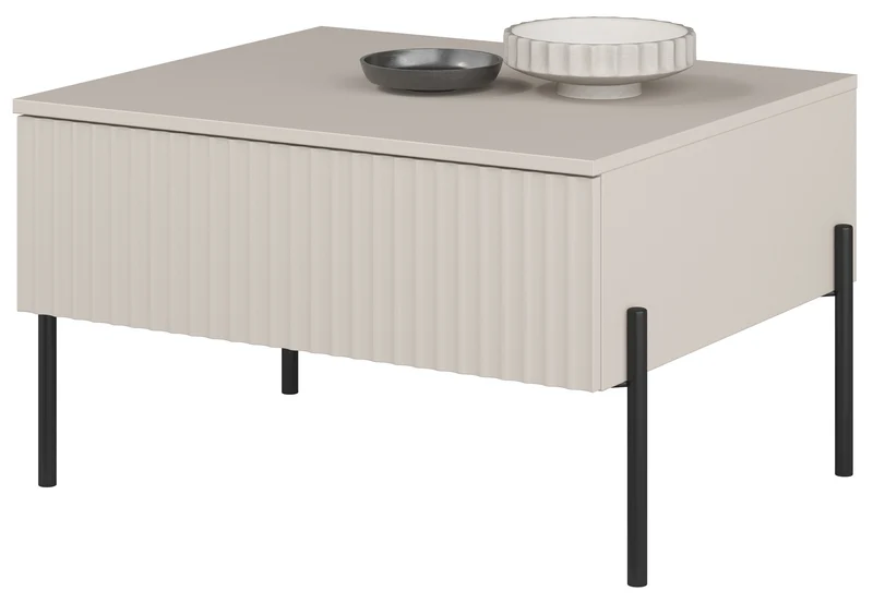 Couchtisch Ore mit Schublade 70x60 cm Kaschmir mit gerillter Front