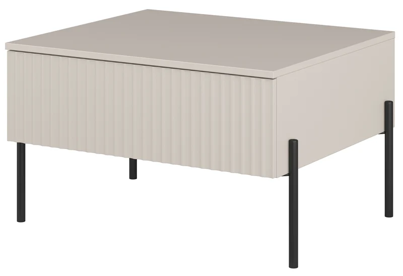 Couchtisch Ore mit Schublade 70x60 cm Kaschmir mit gerillter Front
