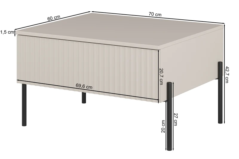Ore Couchtisch mit Schublade 70x60 cm Lindberg-Eiche