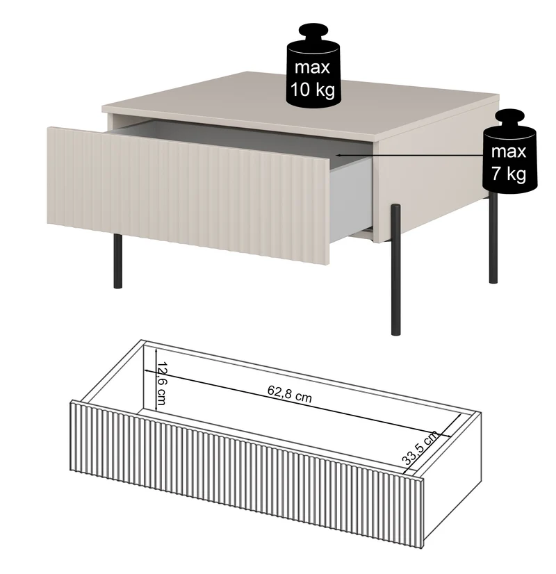 Ore Couchtisch mit Schublade 70x60 cm Lindberg-Eiche