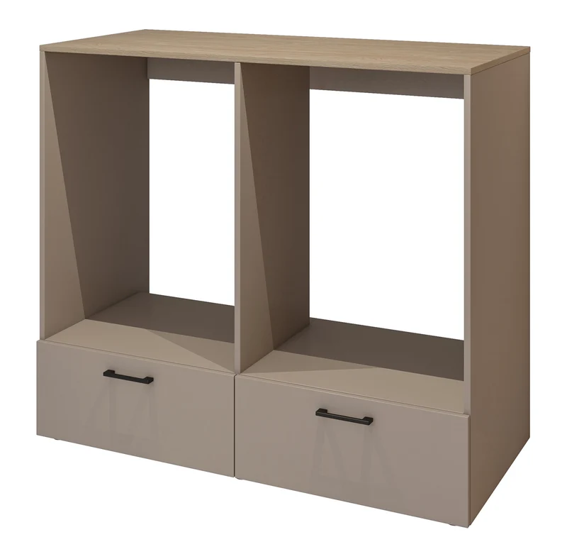 Waschmaschinen- und Trocknerschrank Rosa mit zwei Schubladen in Congo/geölte Eiche