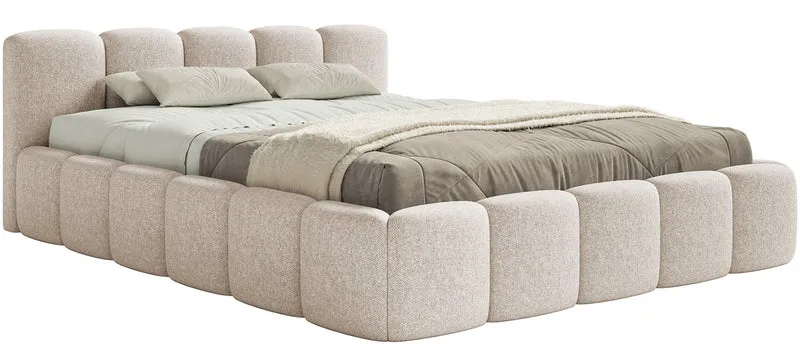 Polsterbett 120x200 cm Cloudy Low hellbeige Chenille hydrophob