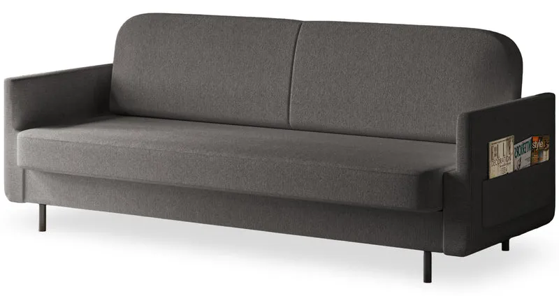 Ausziehbares Dreisitzer-Sofa Ovelio in grauem, hydrophobem Chenille-Stoff