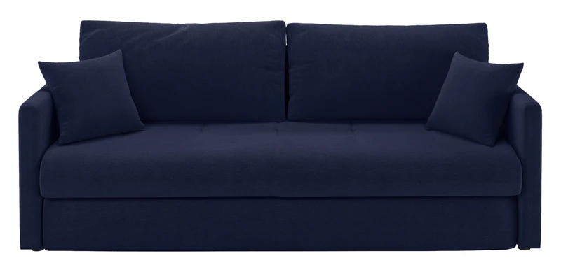 Dreisitziges ausklappbares Sofa Lorro mit Stauraum, granatfarbener Chenille-Bezug
