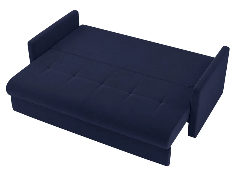 Dreisitziges ausklappbares Sofa Lorro mit Stauraum, granatfarbener Chenille-Bezug