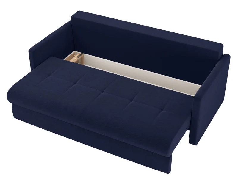 Dreisitziges ausklappbares Sofa Lorro mit Stauraum, granatfarbener Chenille-Bezug