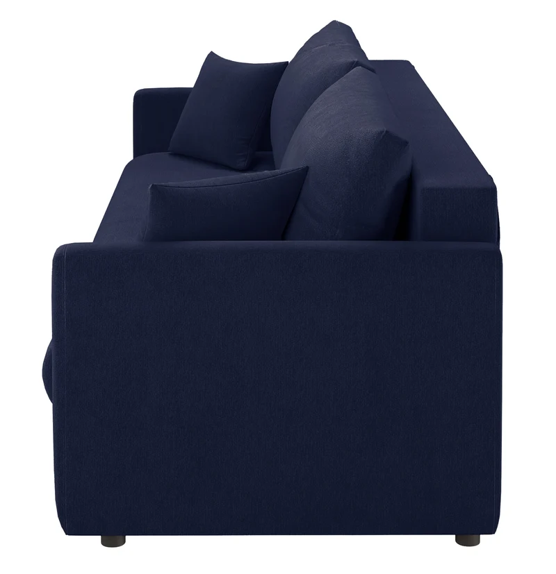 Dreisitziges ausklappbares Sofa Lorro mit Stauraum, granatfarbener Chenille-Bezug
