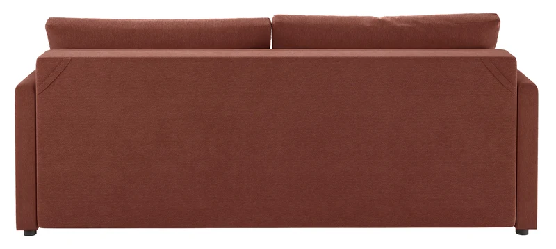 Dreisitziges ausklappbares Sofa Lorro mit Stauraum, kupferfarbener Chenille-Bezug
