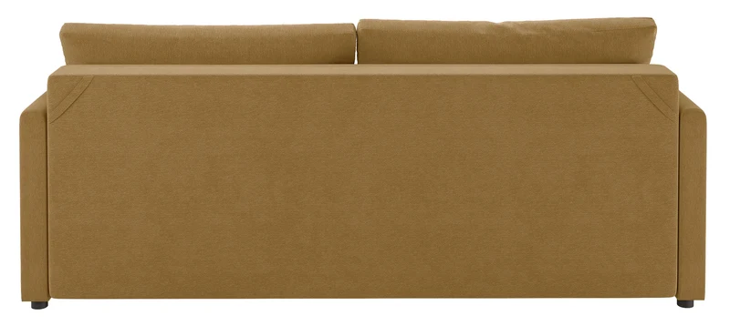 Dreisitziges ausklappbares Sofa Lorro mit Stauraum, senfgelber Chenillestoff
