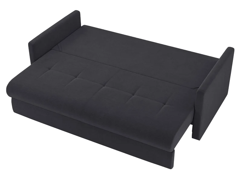 Dreisitziges ausklappbares Sofa Lorro mit Stauraum, Graphit Chenille