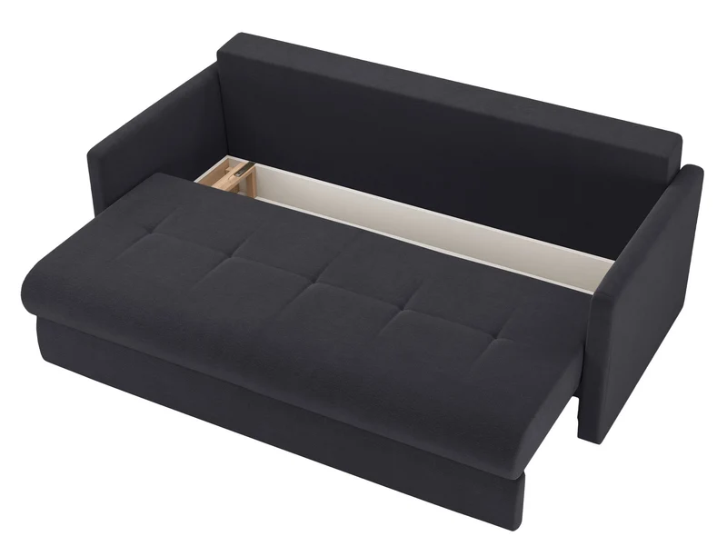 Dreisitziges ausklappbares Sofa Lorro mit Stauraum, Graphit Chenille