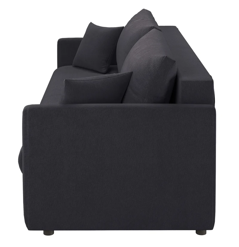 Dreisitziges ausklappbares Sofa Lorro mit Stauraum, Graphit Chenille