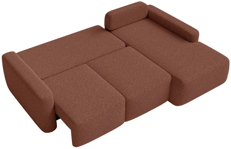 Ecksofa mit Schlaffunktion Carnos Mini, L-förmig, rechtsseitig, kupferfarbenes Chenille