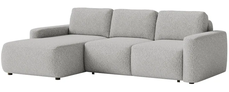 Ecksofa mit Schlaffunktion Carnos Mini, L-förmig, linksseitig, hellgrauer Chenille-Stoff