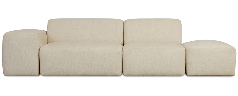 Modulares Sofa Pyllomi mit Hocker, hellbeige geflochten