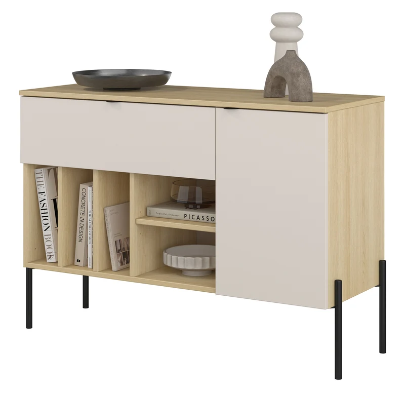 Einzeltür-Kommode Ore mit Schublade, 105 cm, Lindberg-Eiche/Kaschmir