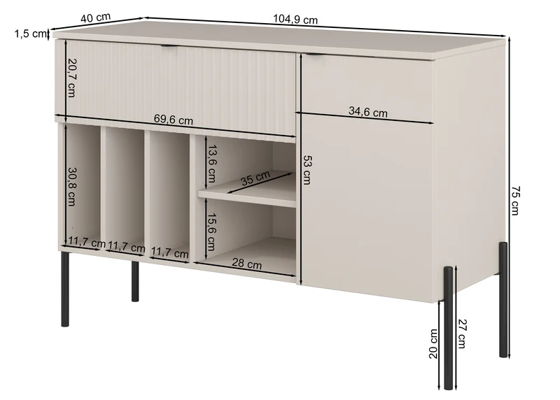 Einzeltür-Kommode Ore mit Schublade, 105 cm, Lindberg-Eiche
