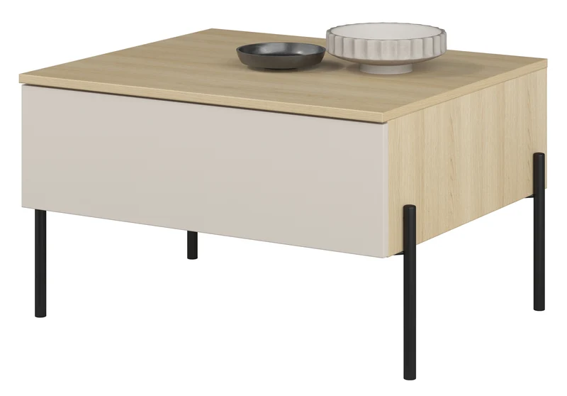Ore Couchtisch mit Schublade 70x60 cm Lindberg Eiche/Kaschmir