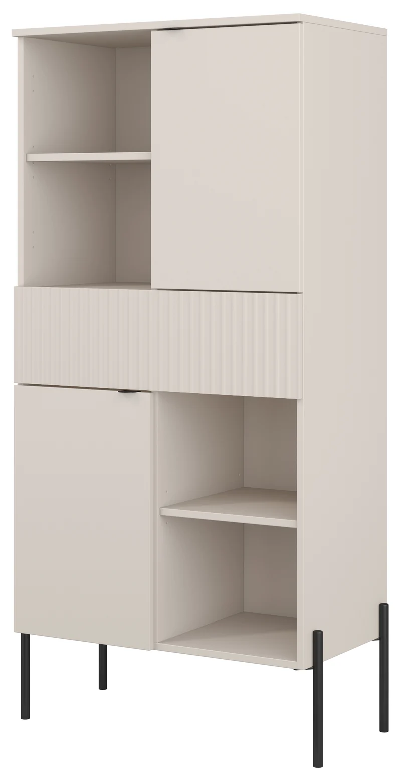 Zweituriges Regal Ore mit 70 cm Kaschmir-Schublade und geriffelter Front