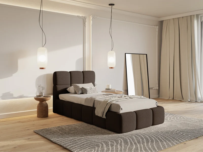 Polsterbett 90x200 cm Cloudy braunes Bouclé